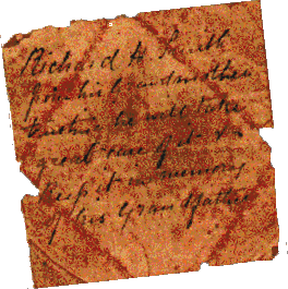 Note in watch sent by the widow, Martha Smith, to her grandson, Richard H. Smith