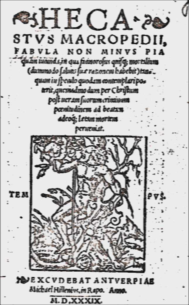 Title-page of Hecastus; 
First Edition, Antwerp 1539