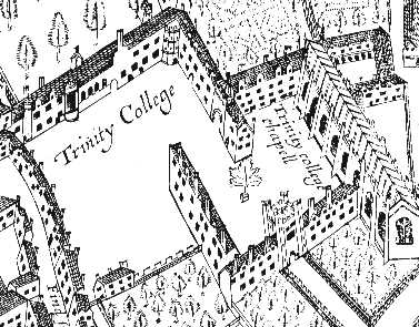 Trinity College (Hammond's map of Cambridge, 1592)