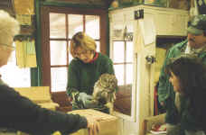 M.Thompson with Barred Owl, Photo by D.Metzler 07-Feb-03.