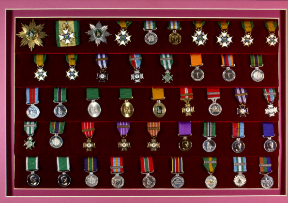 Display of Rhodesian awards and decorations.