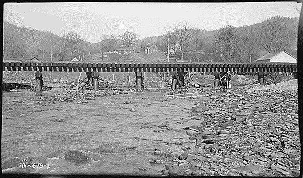 Petros Railroad bridge circa 1938.
