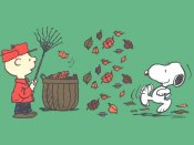 Charlie Brown and Snoopy Raking Leaves - 800x600