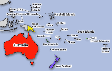 austrralia oceania map