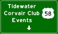 Tidewater Corvair Club Events Sign