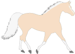 champagne, cremello, or light palomino fox trotting horse