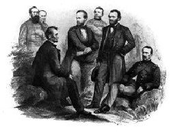 [Lincoln and His Generals, including Sherman and Grant, City Point,
Virginia, 1864.