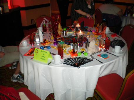 Image: table set for a party.